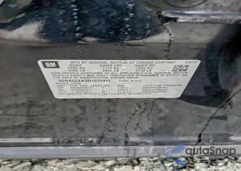 2017 Chevrolet Equinox Lt z USA, uszkodzony, nr VIN 2GNALCEK0H1579411